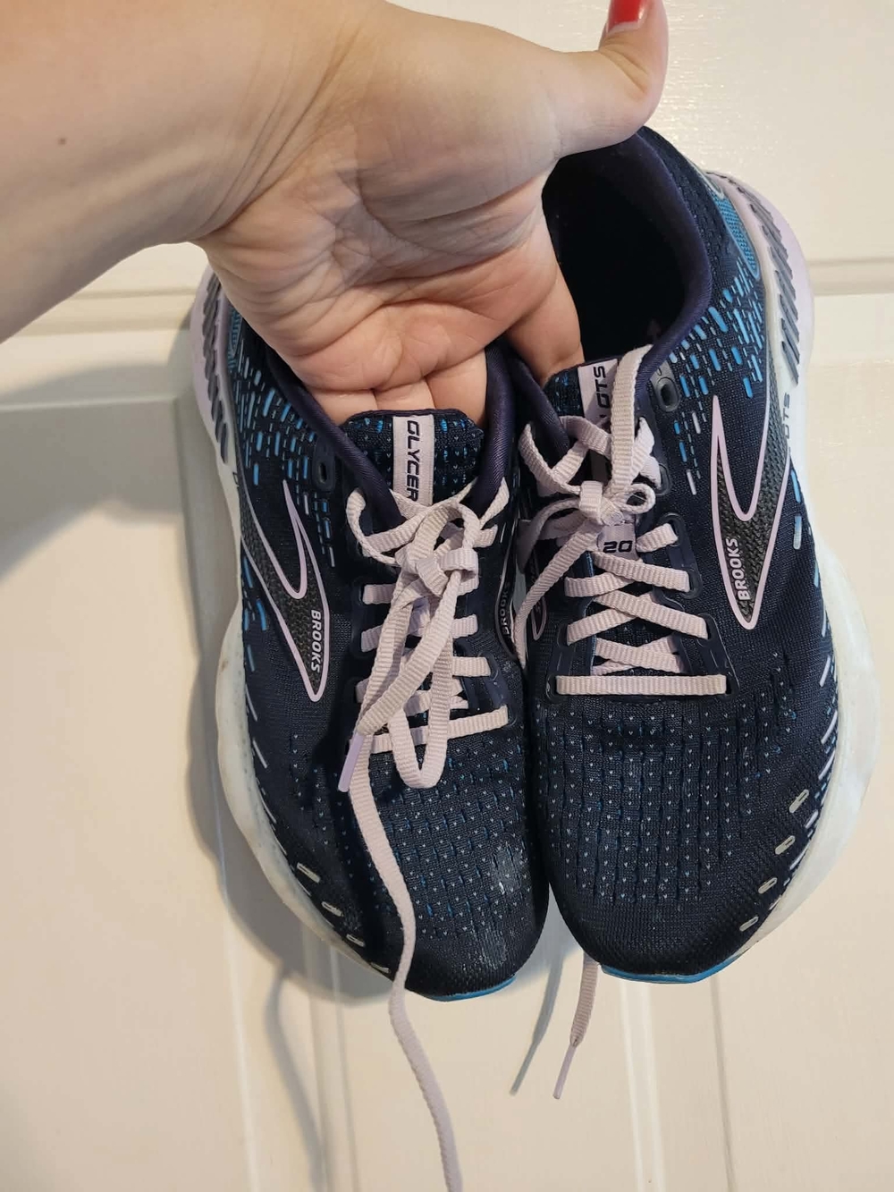 Brooks Women's Navy Running Shoes with Light Pink Accents